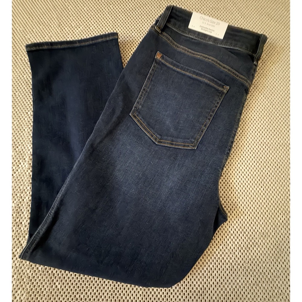 NEW Chicos Jeans DefineMe Straight Leg Ankle Jeans Size 2R 12 Dark Wash Stretch